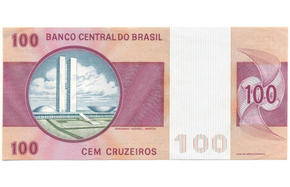 Billete Brasil 100 Cruzeiros 1974  - Numisfila