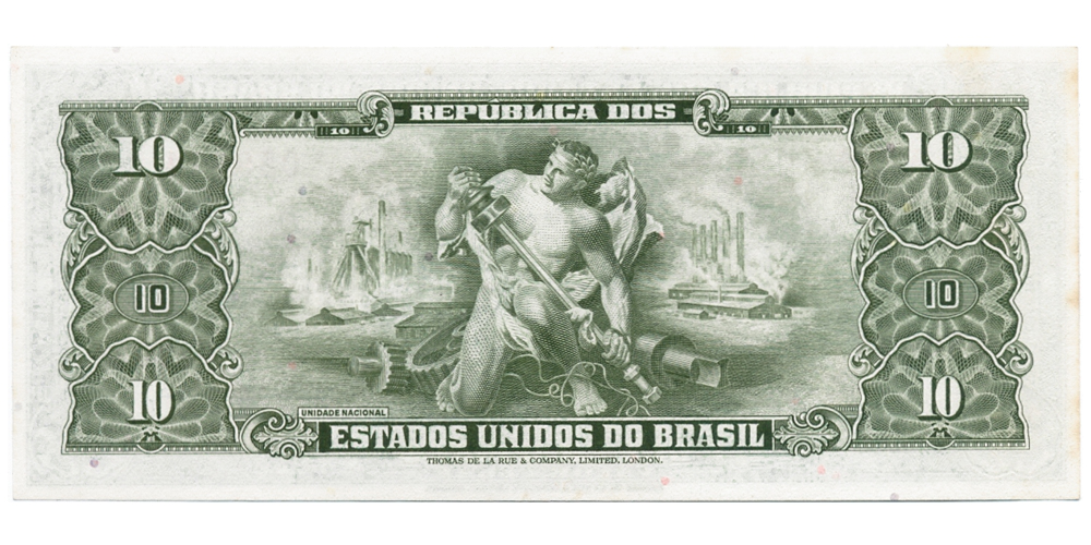 Billete Brasil 1 Centavo en 10 Cruzeiros 1967  - Numisfila