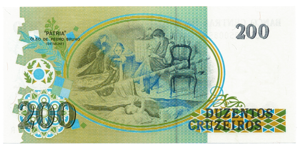 Billete Brasil 200 Cruzeiros 1990  - Numisfila