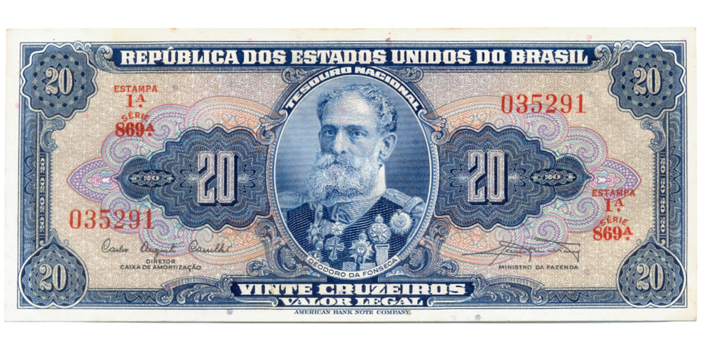 Billete Brasil 20 Cruzeiros 1961  - Numisfila