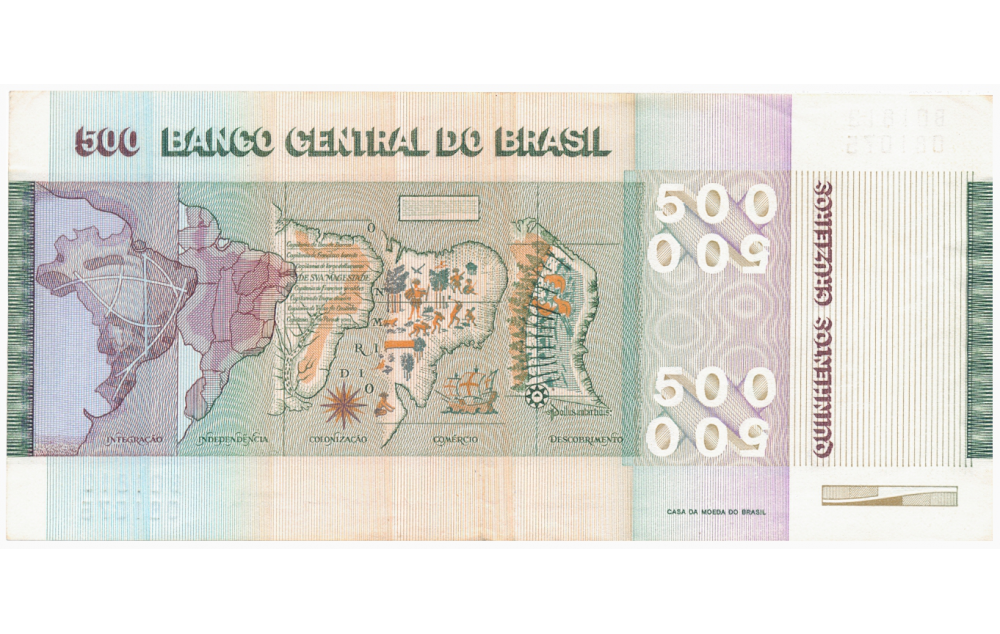 Billete Brasil 500 Cruzeiros 1979 Conmemorativo  - Numisfila