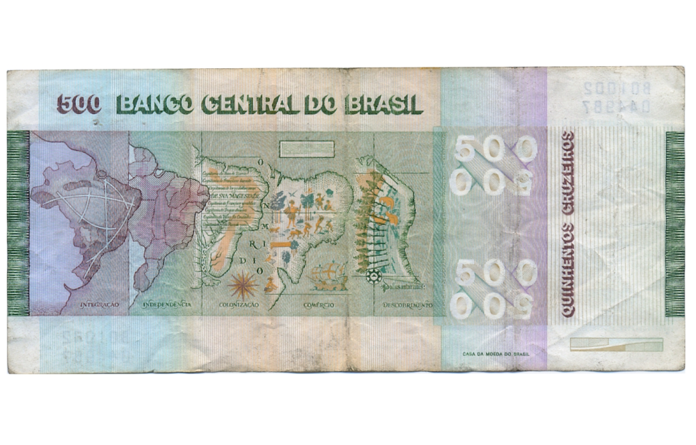 Billete Brasil 500 Cruzeiros 1979 Conmemorativo   - Numisfila