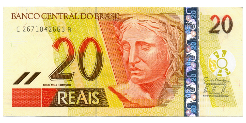 Billete Brasil 20 Reais 2010 - Última fecha antes del cambio de tipo - Numisfila