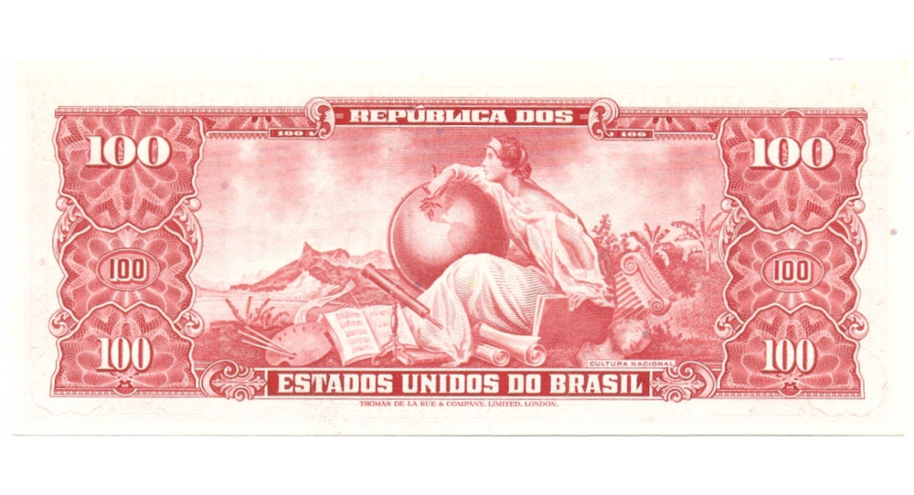 Billete Brasil 10 Centavos en 100 Cruzeiros 1966  - Numisfila