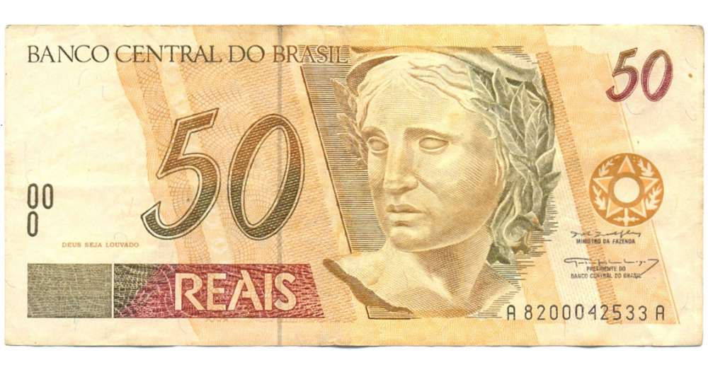 Billete Brasil 50 Reais 1994-2010  - Numisfila
