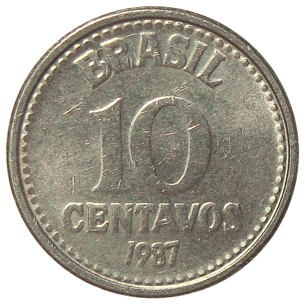 Moneda Brasil 10 Centavos 19861988