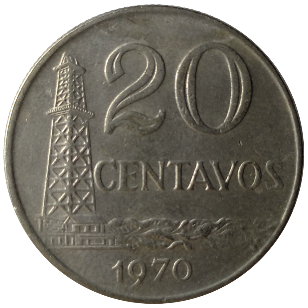 Moneda Brasil 20 Centavos 1967 - 70  - Numisfila