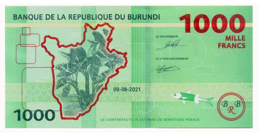 Billete Híbrido Burundi 1.000 Francs 2021 (2022) Vacas  - Numisfila