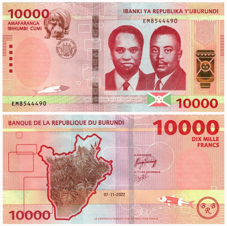 Billete Burundi 10000 Francs 2022  - Numisfila