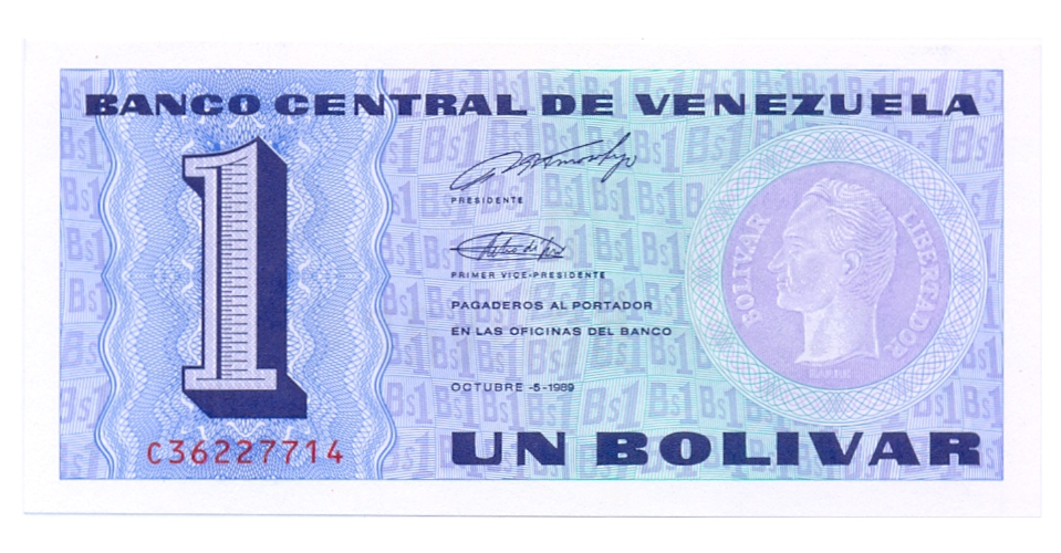 Billete 1 Bolívar - Tinoquito 1989 C8 Buen Serial - Numisfila