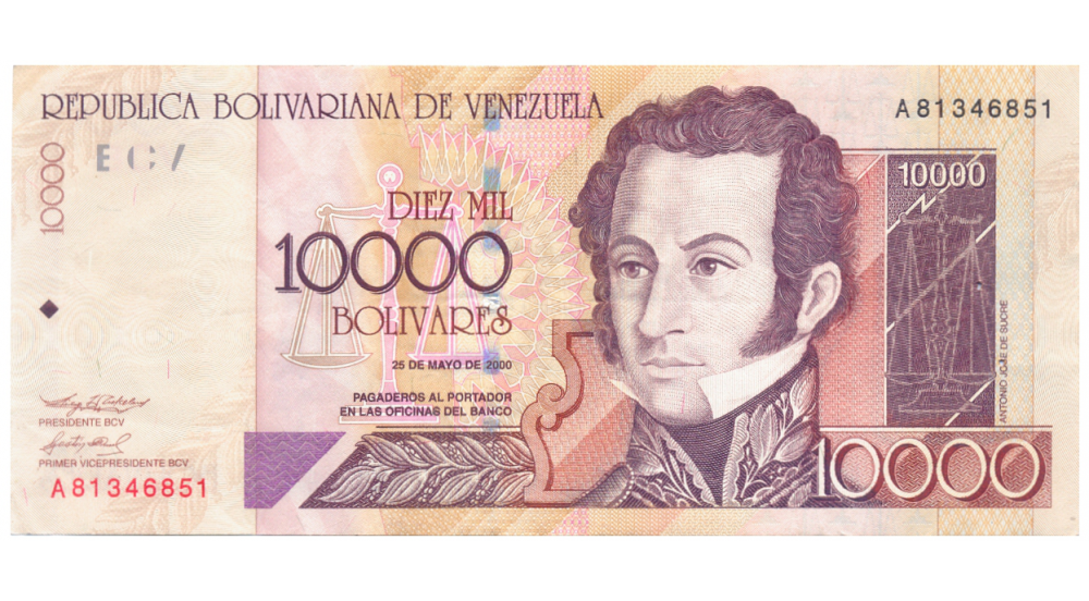 Billete 10000 Bolívares 2000 Serial A8   - Numisfila