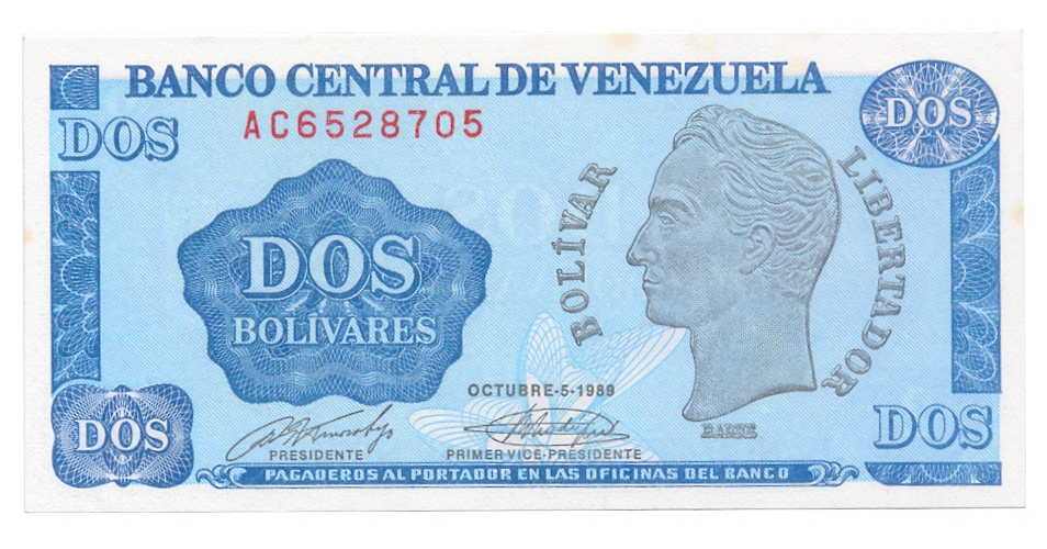 Billete 2 Bolívares - Tinoquito 1989 AC7 / EF+ - Numisfila