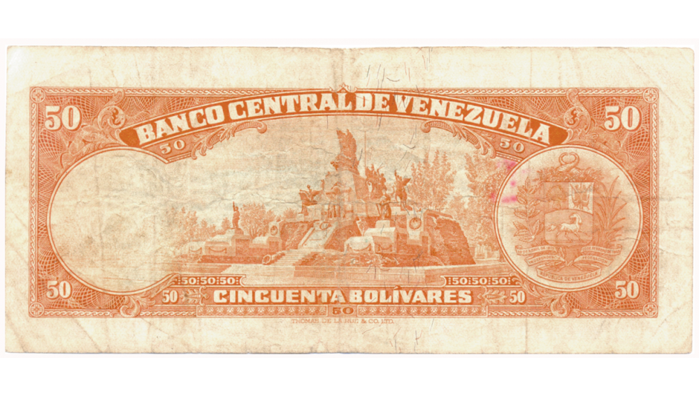 Billete 50 Bolívares Febrero 1972 T7 Serial T1426555  - Numisfila