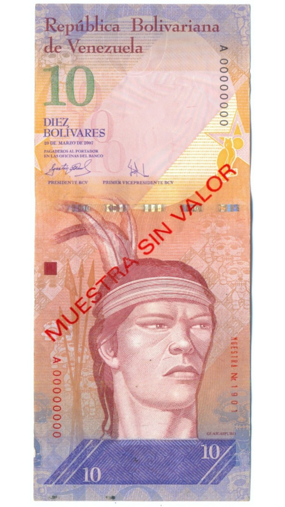 Muestra Sin Valor Billete 10 Bolívares 2007 #1901  - Numisfila