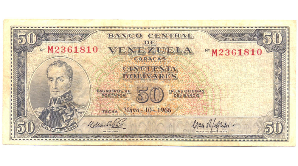  Billete 50 Bolívares 1966 M7 Serial M2361810 - Numisfila