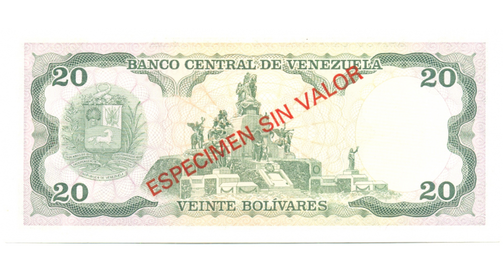  Billete 20 Bolívares 1981 Especimen Sin Valor  - Numisfila