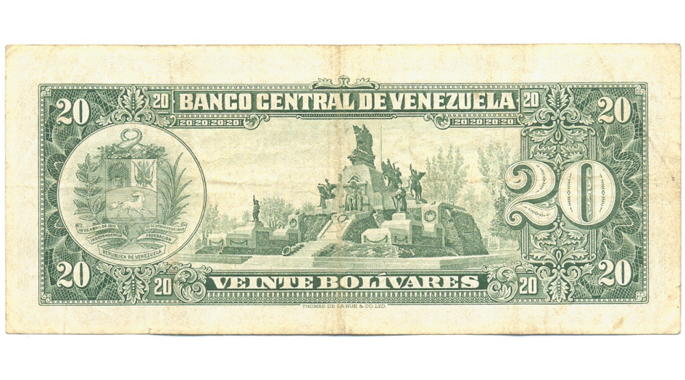 Billete 20 Bolívares 1964 D7 Serial D5835443  - Numisfila