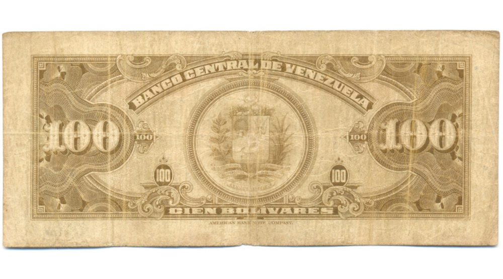 Billete 100 Bs Octubre 1948 B6 Serial B385764  - Numisfila