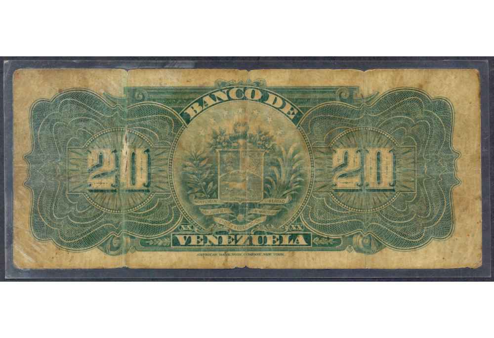Banca Privada Billete 20 Bs 1936 Bco Venezuela  - Numisfila