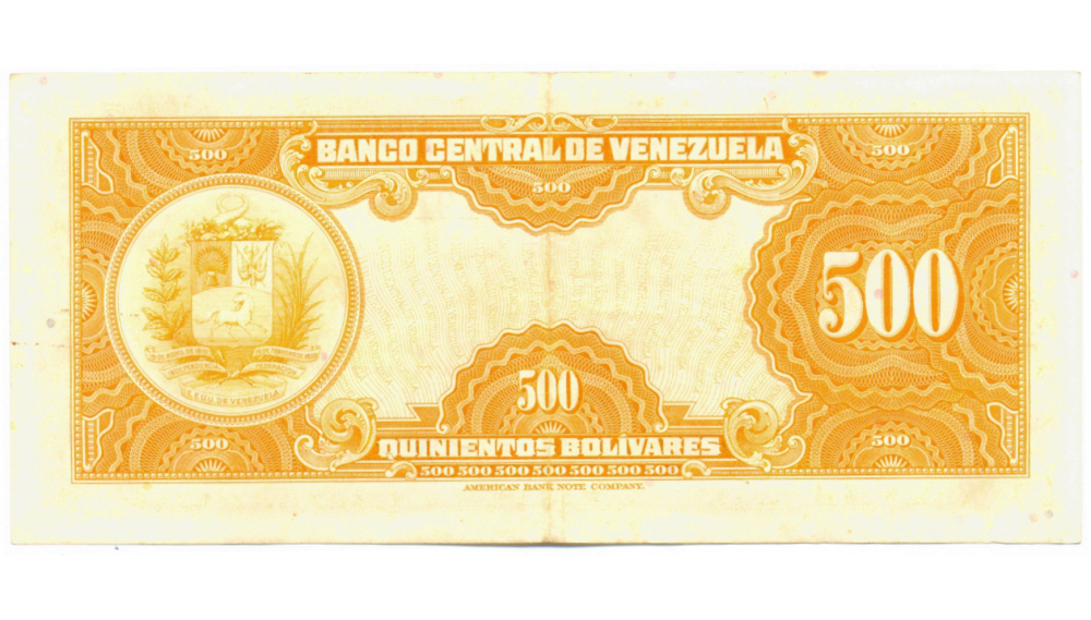 Billete 500 Bolivares Agosto 1947 Canario B6 Serial B019138  - Numisfila