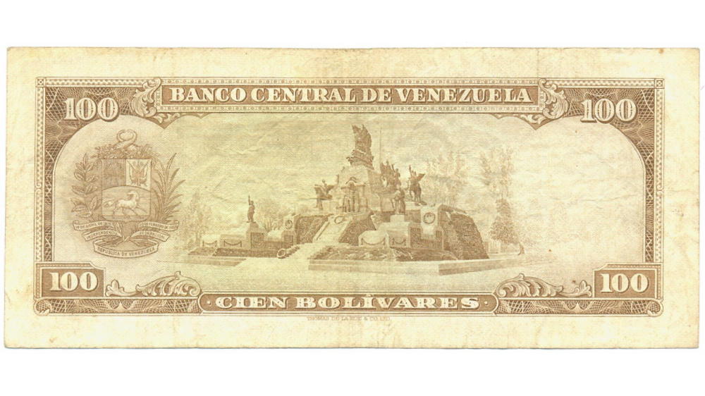Billete 100 Bs 1969 V7 Serial Bajo V0002148  - Numisfila