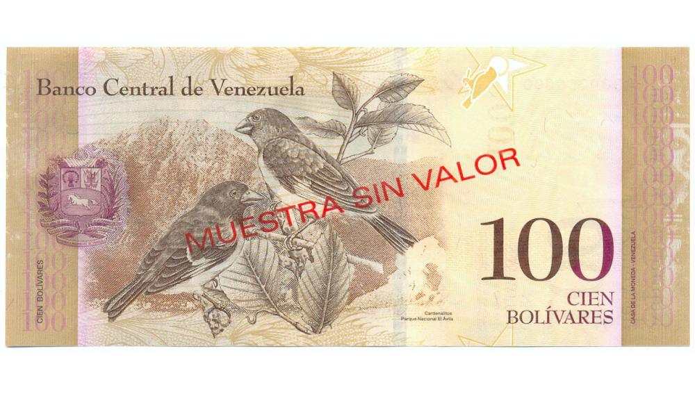 Billete Muestra Sin Valor 100 Bolivares Junio 2015 #147  - Numisfila