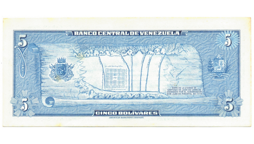 Billete 5 Bolívares 1966 B7 Serial B2723140  - Numisfila