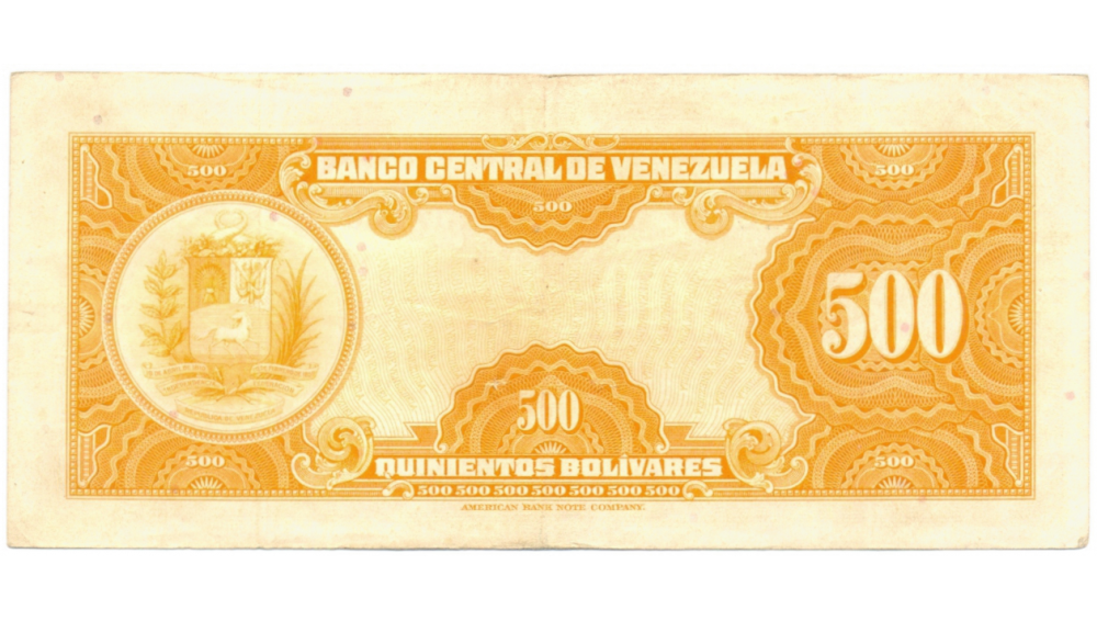 Billete Canario 500 Bolívares Noviembre 1956 B7 Serial B1457120  - Numisfila