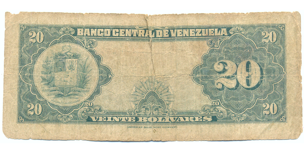 Billete 20 Bolívares Mayo 1947 B7 Serial B2409444  - Numisfila