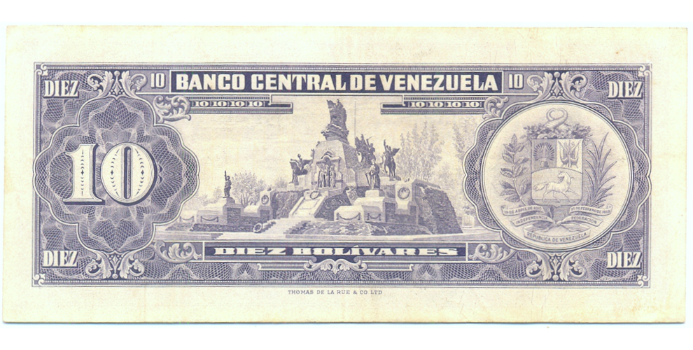 Billete 10 Bolivares 1966 Y7 Serial Y3759523  - Numisfila