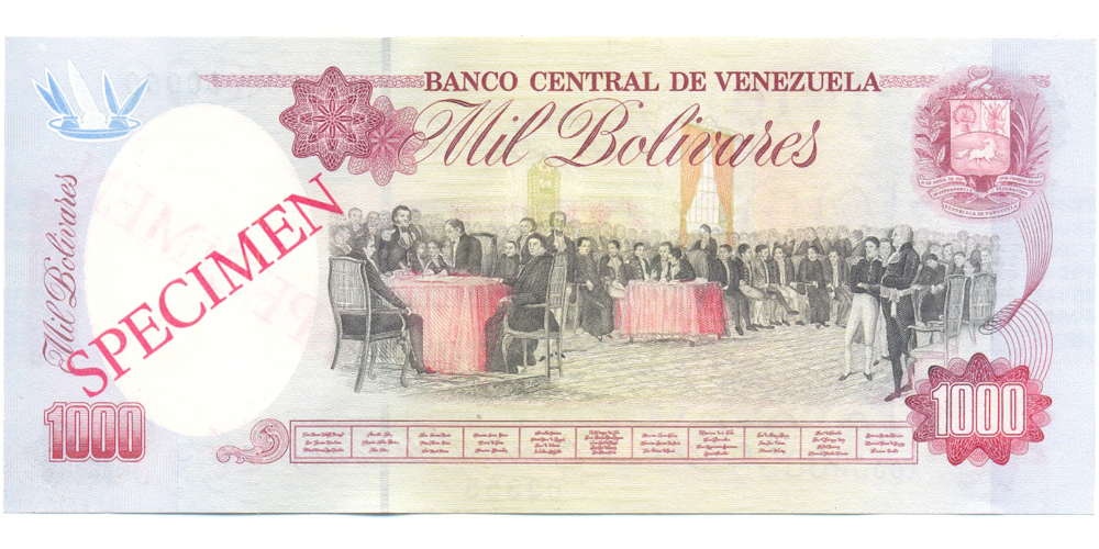 Billete Specimen 1000 Bolívares 1991 #03355  - Numisfila