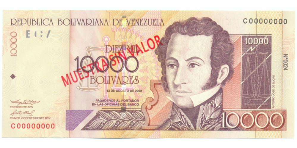 Billete Muestra Sin Valor 10.000 Bolívares 2002 #0024 - Numisfila