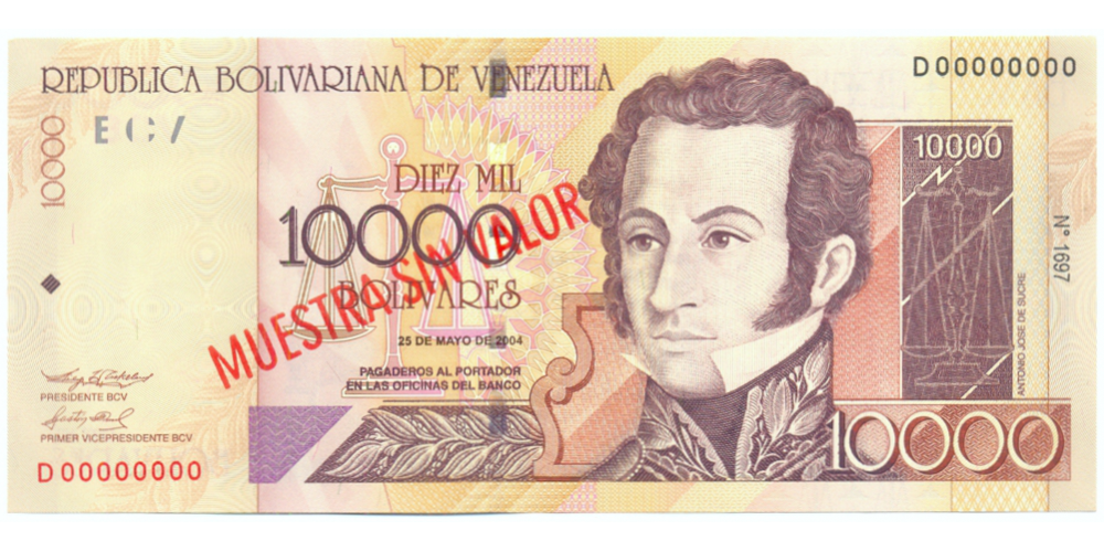 Billete Muestra Sin Valor 10.000 Bolívares 2004 #1697  - Numisfila