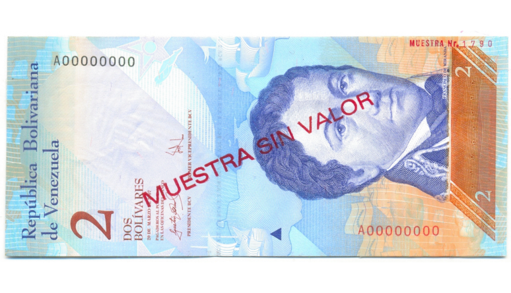 Muestra Sin Valor Billete 2 Bs Marzo 2007 #1790 - Numisfila