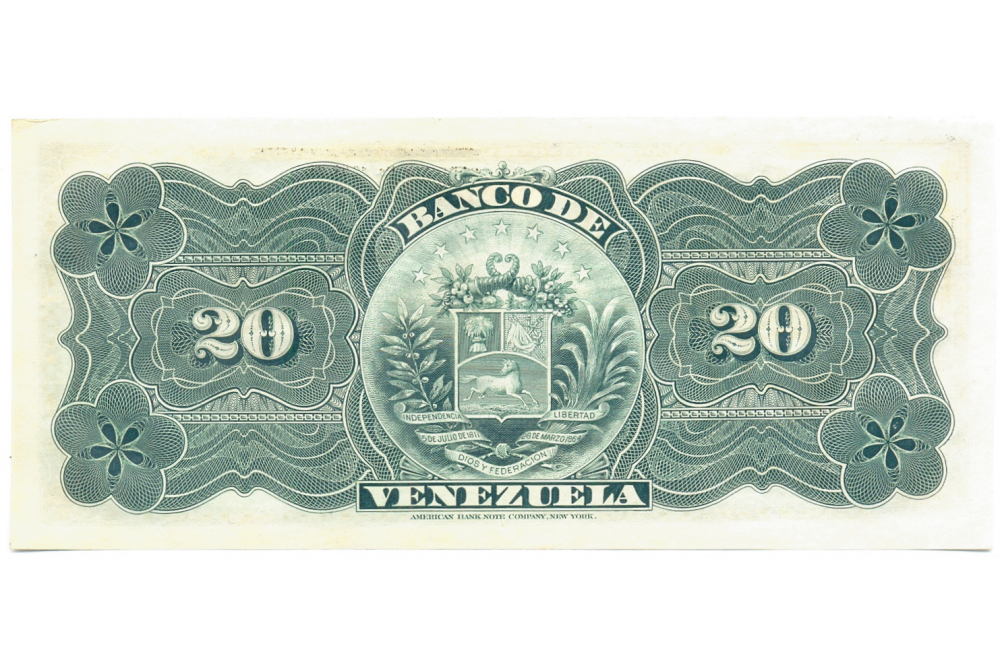 Billete Banco de Venezuela 20 Bs Remainder 1907 - Banca Privada  - Numisfila