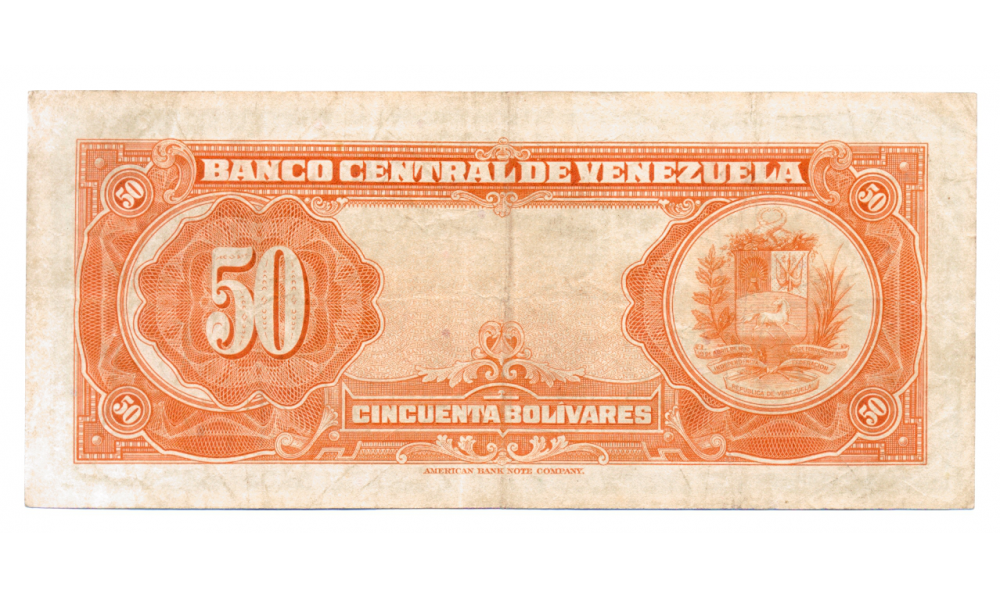 Billete 50 Bolívares 1954 D6 Serial D307130  - Numisfila