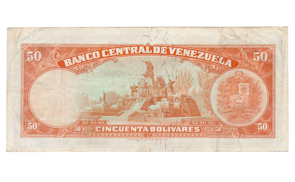 Billete 50 Bolivares 1965 M7 Serial  M0673079  - Numisfila