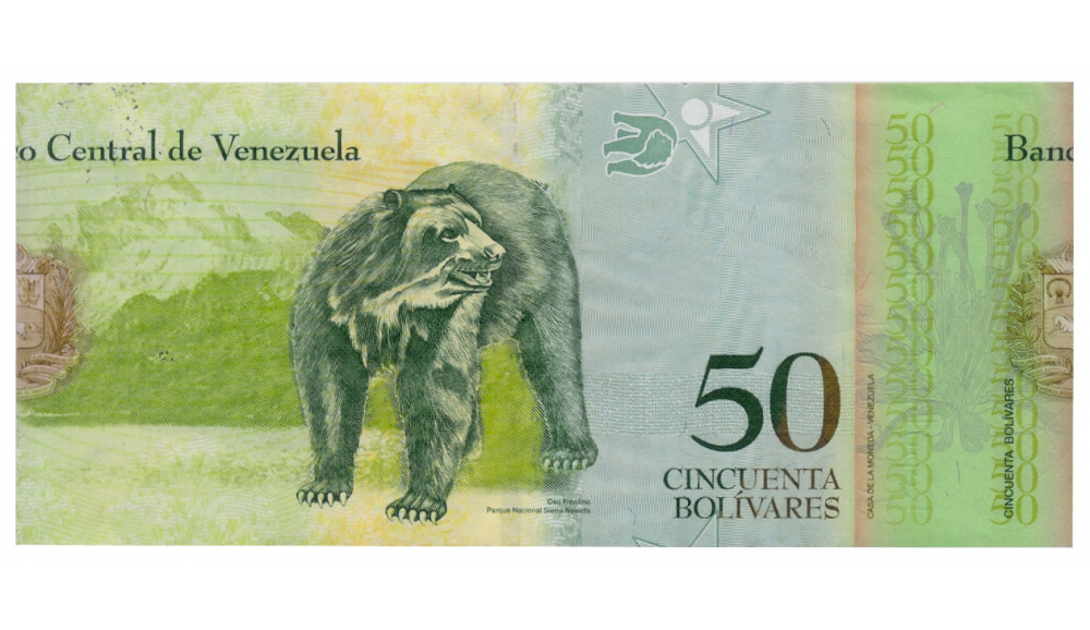 Error de Corte Billete 50 Bolívares C8 2007 Serial C68157700  - Numisfila