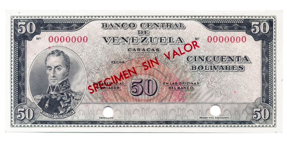 Billete Specimen Sin Valor 50 Bolívares 1961/63 - Numisfila