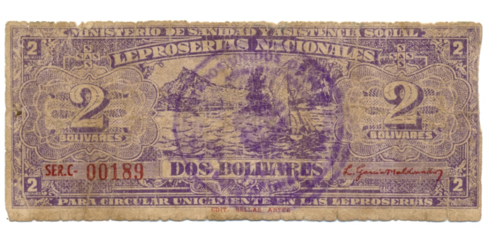 Billete Leproserías Providencia 2 Bs Bellas Artes Serie C00189 - Numisfila