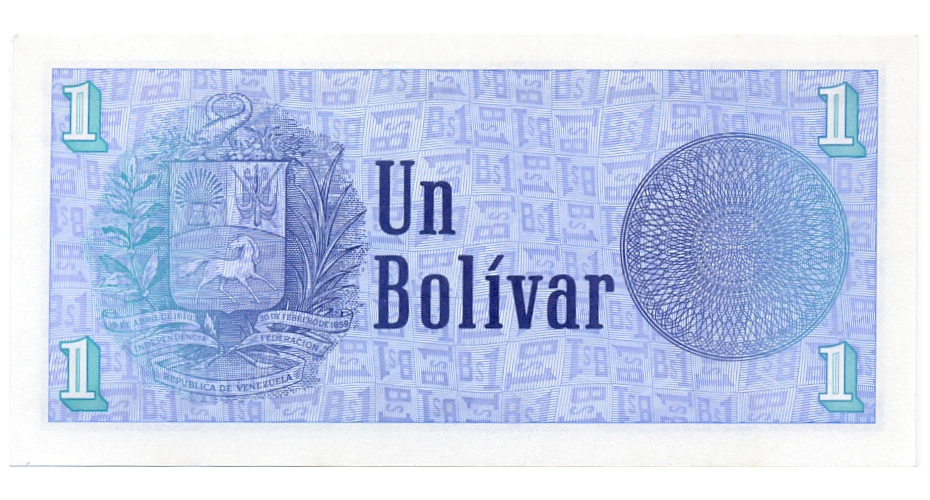 Billete 1 Bolívar 1989 D8 Serial D48975793 Tinoquito  - Numisfila