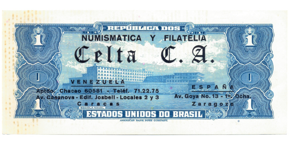 Venezuela Publicidad Numismática en Billete 1 Cruzeiro 1954 - 58 - Numisfila
