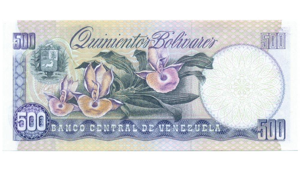 1ra Orquídea Billete 500 Bolívares 1981 Serial A05406412  - Numisfila