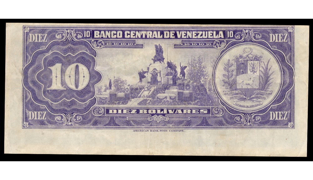 Error Impresión Billete 10 Bolívares 1979 C8 Serial C32891268  - Numisfila