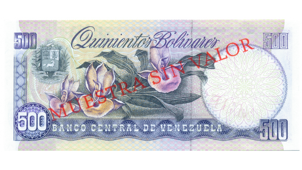 Billete Muestra Sin Valor 500 Bolívares 1981 1ra Orquídea  - Numisfila