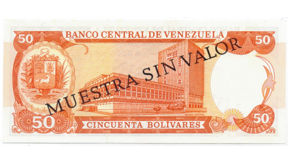 Billete Muestra Sin Valor 50 Bolívares 1985 N7  - Numisfila