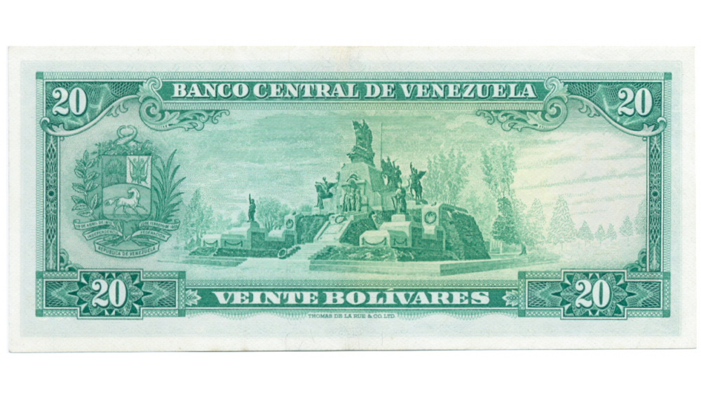 Bello Billete 20 Bolívares 1970 P7 Serial P4520068  - Numisfila