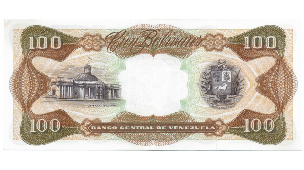 Billete 100 Bolívares Noviembre 1976 U7 Serial U2843593  - Numisfila