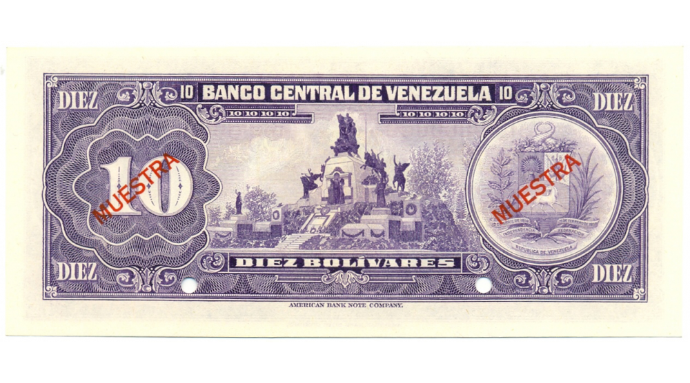 Billete Muestra Muestra 10 Bolívares 1976   - Numisfila