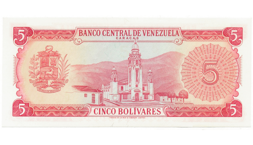 Billete 5 Bolívares 1968-1974 Especimen o Muestra Sin Sello  - Numisfila